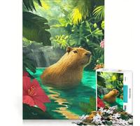 Rompecabezas para Adultos de 1000 Piezas: Capibara en un paraíso Tropical Decoración de Pared para Juguetes Ideal para la interacción Entre Padres e Hijos cumpleaños 50x75cm