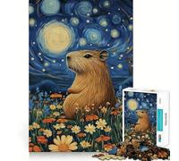 Rompecabezas para Adultos de 1000 Piezas,Capibara,Noche Estrellada,Meme Divertido,Juego de Ajuste preciso,Juguete Inteligente para el Cerebro,Tiempo Libre,Regalo de cumpleaños para la Mente (50x75cm)