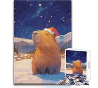 Rompecabezas para Adultos de 1000 Piezas, Capibara, Papá Noel en el país de Las Maravillas Invernal, Relajante, para el Tiempo Libre, Juguete de precisión Entrelazado, tamaño 38x26cm
