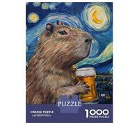 Rompecabezas para Adultos De 1000 Piezas Capybara Drinking Beer Rompecabezas Antiestrés Juguetes Divertidos Y Humorísticos Actividades Divertidas En Casa, 38x26cm/1000pcs
