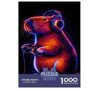 Rompecabezas Para Adultos De 1000 Piezas Capybara Gamer with Neon Headphones Rompecabezas Para Adultos Juguete Decoración De Pared Decoración Del Hogar Regalos Para Amigos Y Familiares 52x38cm/1000pcs