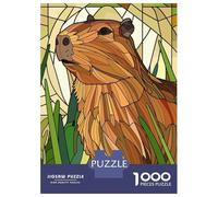 Rompecabezas para Adultos De 1000 Piezas Capybara in Stained Glass Style Rompecabezas para Adolescentes Juegos Familiares Ensamblaje De Patrones Actividades Divertidas En Casa 70x50cm/1000pcs