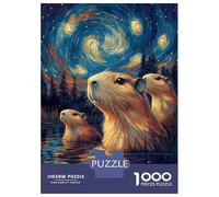 Rompecabezas para Adultos De 1000 Piezas Capybara Under Starry Night Rompecabezas Antiestrés Juguetes Divertidos Y Humorísticos Actividades Divertidas En Casa, 52x38cm/1000pcs