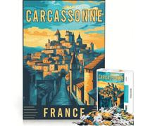 Rompecabezas para Adultos de 1000 Piezas: Carcasona en Francia, Juego Familiar, antiestrés, cumpleaños y Navidad 38x26cm