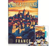 Rompecabezas para Adultos de 1000 Piezas: Carcasona en Francia, Juego Interactivo, Actividades Familiares, Lista de Deseos con Papá Noel 38x26cm
