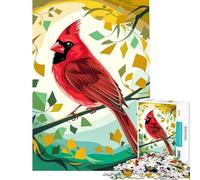 Rompecabezas para Adultos de 1000 Piezas Cardenal estilizado en un Bosque Colorido Rompecabezas de 1000 Piezas antiestrés Un desafío difícil cumpleaños (38x52cm)