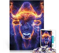 Rompecabezas para Adultos de 1000 Piezas Carga de búfalo resplandeciente Juego Familiar para y con póster a Juego y Hoja de Trivia 38x26cm