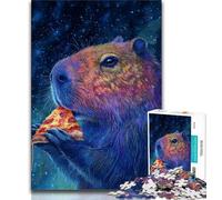 Rompecabezas para Adultos de 1000 Piezas: Carpincho Come Pizza Desafío difícil para aliviar el estrés Cada Pieza es única Juego Familiar desafiante y Divertido (38x26cm)