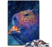 Rompecabezas para Adultos de 1000 Piezas, Carpincho Come Pizza, diversión Familiar, Toda la Familia a Partir de 14 años, 26x38cm