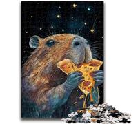 Rompecabezas para Adultos de 1000 Piezas: Carpincho Come Pizza Rompecabezas para Adultos Juguetes Cada Pieza es única Juego desafiante y Divertido para Toda la Familia (75x50cm)