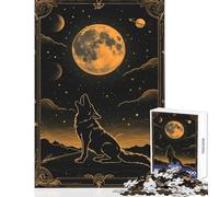 Rompecabezas para Adultos de 1000 Piezas Carta del Tarot del Lobo Aullador Juguete Educativo Regalo de cumpleaños para Juego Educativo Mejora el Amor Entre Parejas tamaño 38x52cm