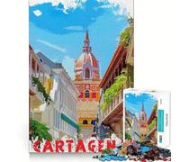 Rompecabezas para Adultos de 1000 Piezas Cartagena Premium Cut Fun Logic Fun Toy Easy Time Play Christmas Wall Art (38x26cm)