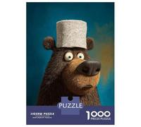 Rompecabezas para Adultos De 1000 Piezas Cartoon Bear with Hat Rompecabezas para Adultos Juegos Familiares Montaje De Patrones Cumpleaños Y Navidad 52x38cm/1000pcs
