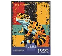 Rompecabezas para Adultos De 1000 Piezas Cartoon Gecko with Retro Background Rompecabezas para Adultos Juegos Divertidos Difícil Difícil Regalos De Cumpleaños Y Únicos 52x38cm/1000pcs