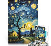 Rompecabezas para Adultos de 1000 Piezas Casa bajo Las Estrellas por la Noche Juego Educativo Familiar Grandes Regalos y Juguetes 75x50cm