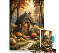 Rompecabezas para Adultos de 1000 Piezas Casa de Hadas otoñal en el Bosque,decoración Limpia y fácil de Usar,Juguete Que desafía la Mente,Ideal para Momentos de diversión,Regalo de cumpleaños o Arte