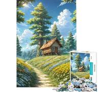 Rompecabezas para Adultos de 1000 Piezas Casa de Madera Junto al Sendero del Bosque Juego Imposible Juguetes educativos para Aprender Regalos de Amigo Invisible para divertirse en Familia (38x52cm)