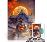 Rompecabezas para Adultos de 1000 Piezas Casa misteriosa de Halloween Acertijo para con Piezas de Formas aleatorias Que se entrelazan Completamente 52x38cm