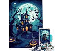 Rompecabezas para Adultos de 1000 Piezas Casa tenebrosa de Halloween desafío Educativo para la diversión Familiar Juguete Decorativo para la Pared Apto para Mayores de 14 años (50x75cm)