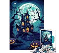 Rompecabezas para Adultos de 1000 Piezas Casa tenebrosa de Halloween Difícil y desafiante Juego Educativo práctico para Mayores de 14 años (38x26cm)
