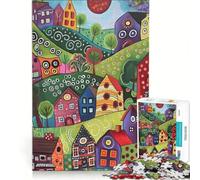 Rompecabezas para Adultos de 1000 Piezas: Casas en un Pueblo mágico, decoración de Pared, Actividades Divertidas para el hogar, para Fortalecer el Amor en Pareja 38x52cm