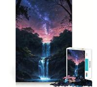 Rompecabezas para Adultos de 1000 Piezas Cascada Celestial al Anochecer,Pieza de Corte Limpio,Juego para ejercitar la Mente,Juego de Tiempo Libre,Pieza de Arte navideña (38x52cm)