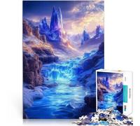 Rompecabezas para Adultos de 1000 Piezas Cascada con cañón de Cristal Azul Brillante Juego Intelectual de Juguete Regalo Divertido 38x26cm