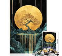 Rompecabezas para Adultos de 1000 Piezas Cascada de bonsái Dorado con Brillo Lunar Juguetes antiestrés Ideas de Regalo Juego práctico para Mejorar el Amor en Pareja tamaño 38x52cm