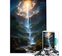 Rompecabezas para adultos de 1000 piezas Cascada de luz divina Actividades divertidas para disfrutar en casa durante las vacaciones Juegos divertidos para niños y jóvenes a partir de 14 años (38x26cm)