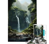 Rompecabezas para Adultos de 1000 Piezas Cascada en la Jungla Difícil y desafiante Juguete de análisis y lógica Decoración de Pared Apto para Mayores de 14 años 38x26cm