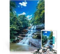 Rompecabezas para Adultos de 1000 Piezas Cascada en la Naturaleza del Bosque Juego Intelectual Interacción Entre Padres e Hijos 38x26cm
