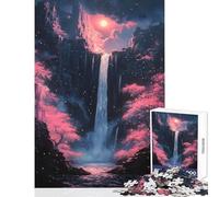 Rompecabezas para Adultos de 1000 Piezas Cascada en un Bosque de ensueño Flor de Cerezo Juguete Educativo Gran Regalo para Juegos Juego Imposible Mejora el Amor Entre Parejas tamaño 50x75cm