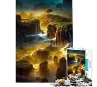 Rompecabezas para Adultos de 1000 Piezas Cascada en un Bosque Natural Juego Educativo desafío Juguete Juego de ingenio Regalo de cumpleaños (tamaño 38x26cm)