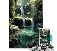 Rompecabezas para Adultos de 1000 Piezas Cascada en un paraíso Tropical Juego práctico Ideal para Decorar cumpleaños y Navidad (Tamaño 38x52cm)