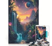 Rompecabezas para Adultos de 1000 Piezas, Cascada Espacial fantástica, Juego práctico, Pero Divertido y humorístico, Colección de Artistas, Bellas Artes 38x52cm