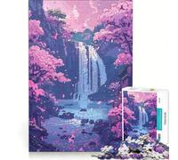 Rompecabezas para Adultos de 1000 Piezas Cascada Sakura Rosa Juego Imposible Vacaciones en Casa Matar el Tiempo Cumpleaños y Navidad 38x26cm