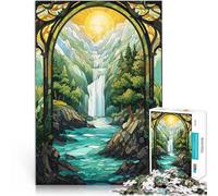Rompecabezas para Adultos de 1000 Piezas Cascada Surrealista al Atardecer Juguetes de Juego desafiantes para la decoración del hogar 52x38cm