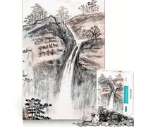 Rompecabezas para Adultos de 1000 Piezas, Cascada Tradicional, Bordes precisos, Arte, Juguete Creativo, Juego para Pasar un rato Agradable, Pieza de Arte navideña (50x75cm)
