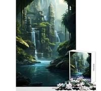 Rompecabezas para Adultos de 1000 Piezas Cascada Tradicional Inca Juguetes de Bricolaje Gran Regalo para Juegos Juegos relajantes Lista de Deseos con Papá Noel tamaño 38x52cm
