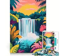 Rompecabezas para Adultos de 1000 Piezas Cascada Tropical al Atardecer, Piezas de Ajuste preciso, Juego de lógica, diversión acogedora, Regalo de cumpleaños (50x75cm)