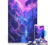 Rompecabezas para Adultos de 1000 Piezas Cascada Violeta Surrealista Juego práctico Pero Divertido y humorístico Colección de Artistas Bellas Artes 38x52cm