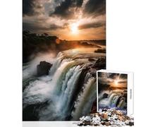 Rompecabezas para Adultos de 1000 Piezas cascadas al Atardecer Juguetes de decoración para el hogar Regalos para Amigos Secretos Juegos de relajación desafiantes para completar tamaño 38x52cm