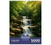 Rompecabezas para Adultos De 1000 Piezas Cascading Waterfall in Lush Green Forest Rompecabezas Antiestrés Juguetes Divertidos Y Humorísticos Actividades Divertidas En Casa, 70x50cm/1000pcs