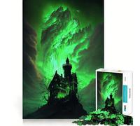 Rompecabezas para Adultos de 1000 Piezas Castillo de Auroras Verdes Juego de ingenio Divertido Regalo de Entretenimiento navideño (50x75cm)