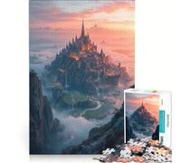 Rompecabezas para Adultos de 1000 Piezas: Castillo de fantasía en un Paisaje brumoso Juego práctico para Pasar el Tiempo en casa Durante Las Vacaciones y Fortalecer el Amor en Pareja 38x52cm