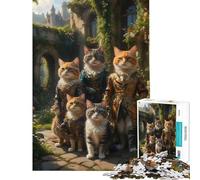 Rompecabezas para Adultos de 1000 Piezas Castillo de Gatos aristócratas Rompecabezas de 1000 Piezas Juguetes antiestrés Divertidos y Originales Amigos y Familiares (38x52cm)