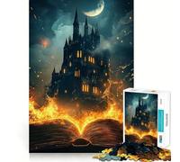 Rompecabezas para Adultos de 1000 Piezas,Castillo del Libro Ardiente,Juego de Ajuste Preciso,Juguete Inteligente para el Cerebro,Tiempo Libre,Regalo de Cumpleaños para la Mente (50x75cm)