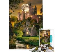 Rompecabezas para Adultos de 1000 Piezas Castillo Encantado bajo la Luna de la Cosecha Rompecabezas antiestrés para Adultos Divertido y Original cumpleaños (tamaño 38x52cm)