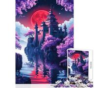 Rompecabezas para Adultos de 1000 Piezas Castillo japonés bajo la Luna de Sangre Juguete Educativo Regalo de Amigo Secreto Juegos Divertidos para Mejorar el Amor en Pareja tamaño 38x52cm