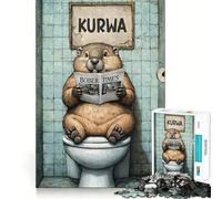 Rompecabezas para Adultos de 1000 Piezas Castor,Bober,Kurwa,Inodoro,Diseño de Corte Fino,Entrenamiento Mental,Diversión,Tiempo Libre,Cumpleaños,Arte,Juego (38x52cm)